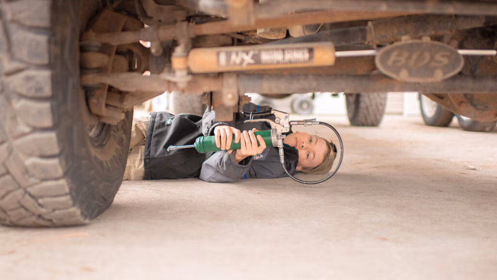 Performing routine truck maintenance