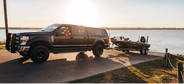 Truck pulling boat