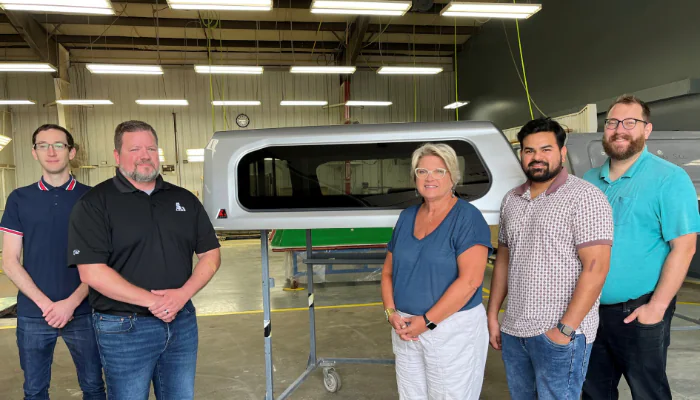 (from left to right) Richard Keenan-Design Engineer, Jeff Hickey-Chief Design Engineer, Patti Meek-Product Manager, Sharif Shaik-ISS Onsite Coordinator, Ian Dill-Design Team Leader